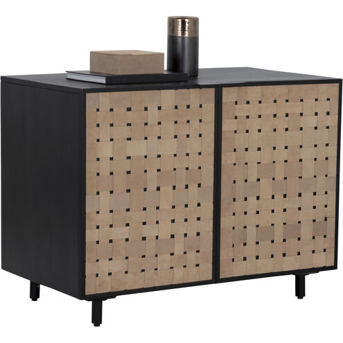 Omari 40 X 22 inch Suede Light Tan Leather Sideboard, Small